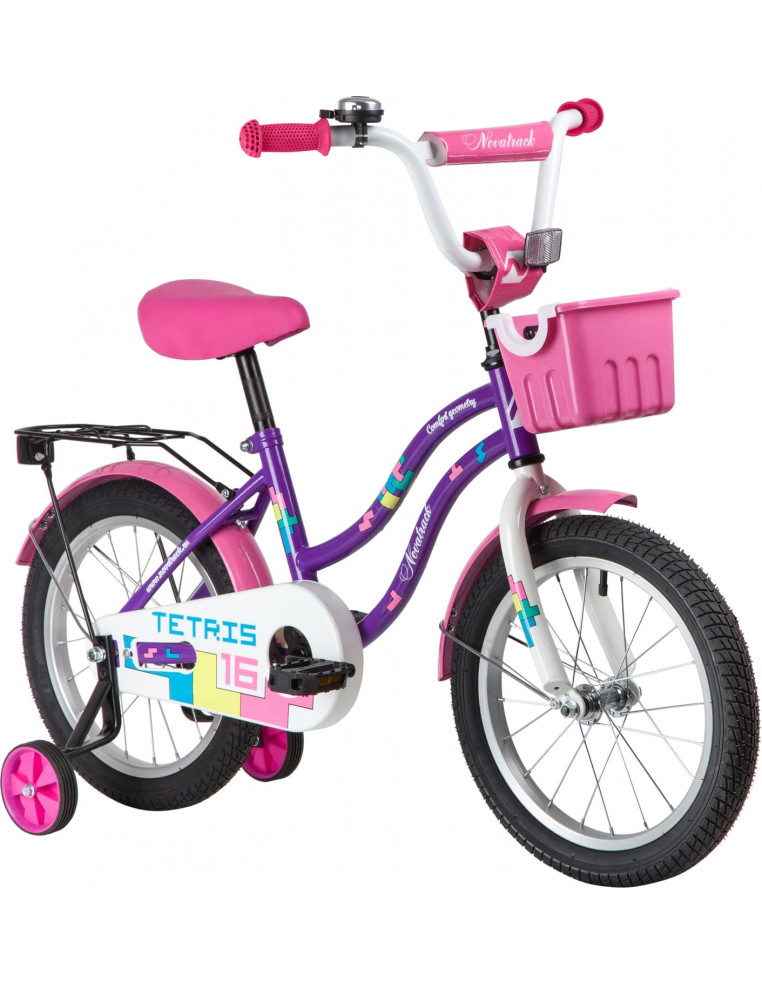 Велосипед 16" NOVATRACK TETRIS Фиолетовый 2200000017567 Детские велосипеды Novatrack 8 450 ₽