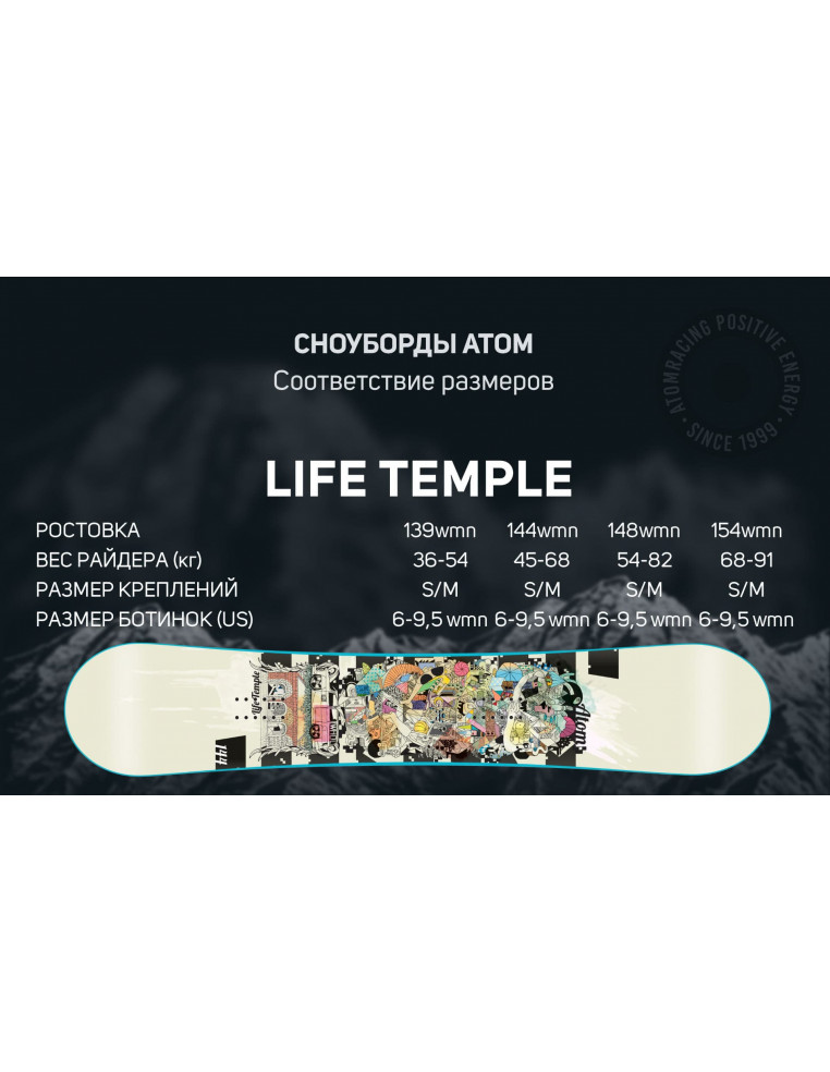 Сноуборд ATOM Life Temple 139 2200000030375 Сноуборды ATOM 20 900 ₽
