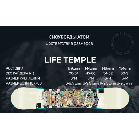 Сноуборд ATOM Life Temple 139 2200000030375 Сноуборды ATOM 20 900 ₽