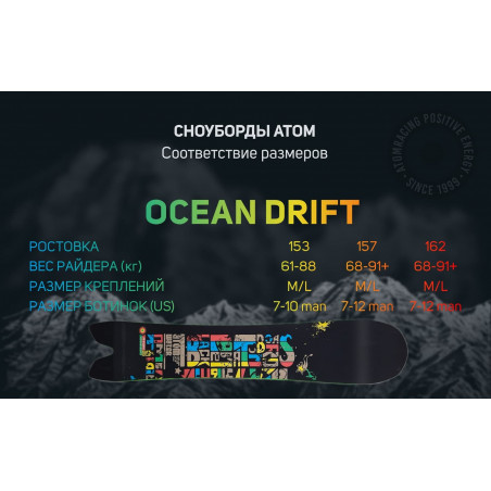 Сноуборд ATOM Ocean Drift 157 2200000030429 Сноуборды ATOM 24 890 ₽