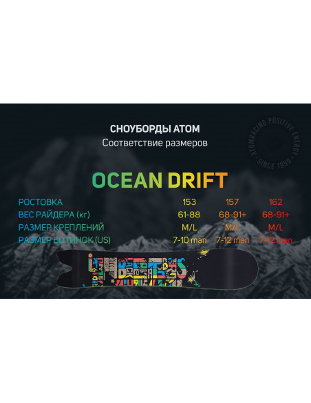 Сноуборд ATOM Ocean Drift 153 2200000030412 Сноуборды ATOM 21 160 ₽