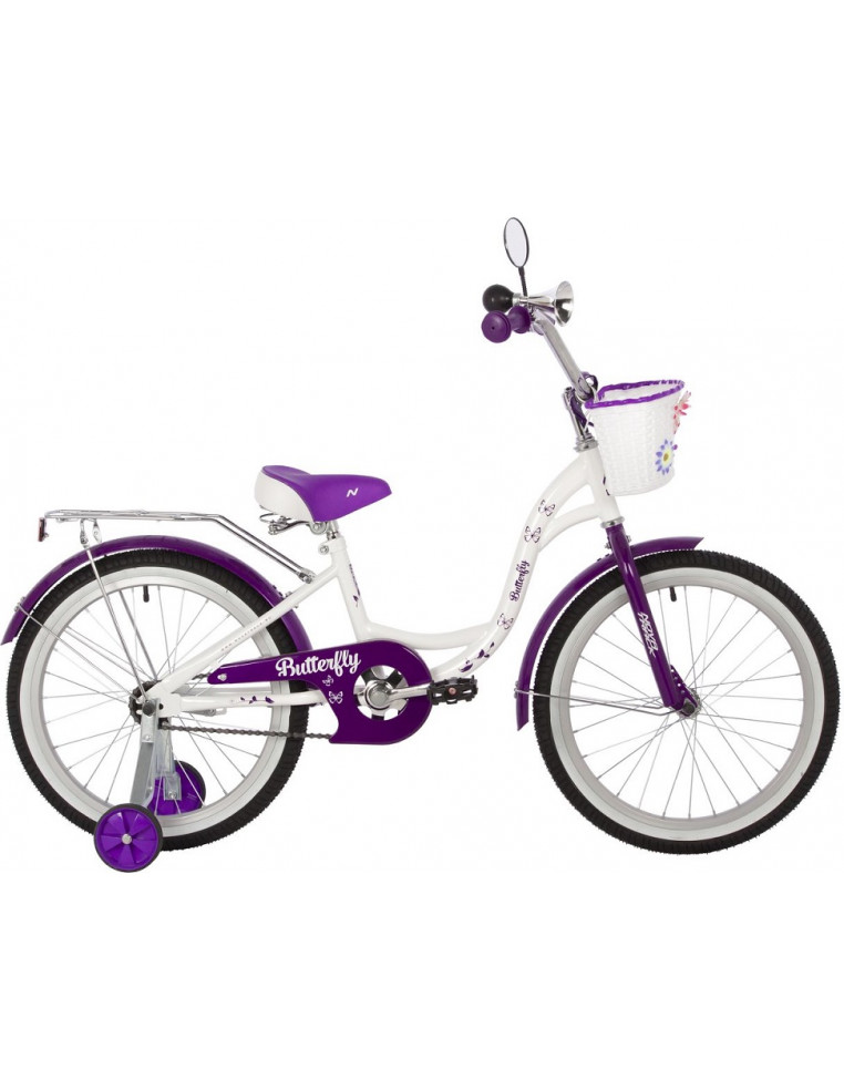 Велосипед 20" NOVATRACK BUTTERFLY Белый-Фиолетовый 2023 2200000036568 Детские велосипеды Novatrack 10 950 ₽
