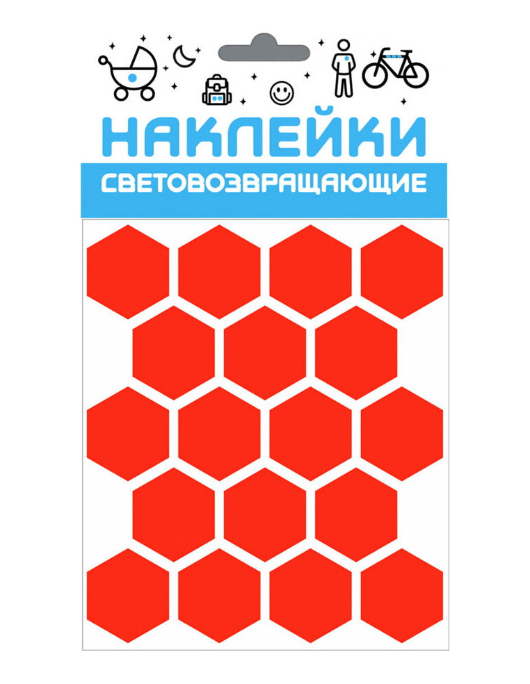 Наклейки световозвращающие "Сота", 100х85 мм, красный, COVA™SPORT 333-174 4627106505404 Велоаксессуары COVA SPORT 150 ₽