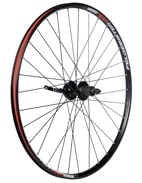 Колесо 27,5" заднее, двуст. алюм. пист. 32 отв., втулка SF B27R алюм, экс-к, под касет. 8-9 ск.