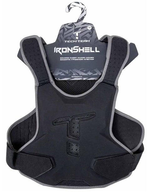 Защита TECH TEAM грудной клетки (черепашка) IRONSHELL black-grey M 65-70см